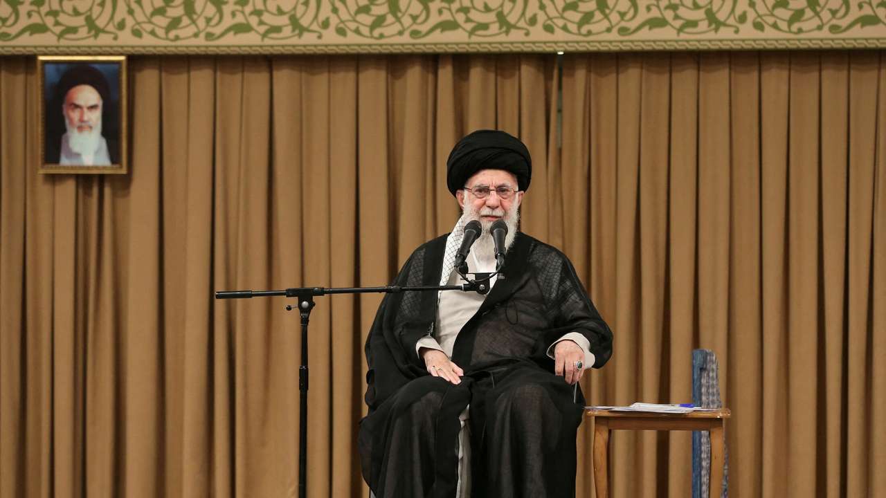 Iran's Supreme Leader Ayatollah Ali Khamenei speaks during a meeting in Tehran
