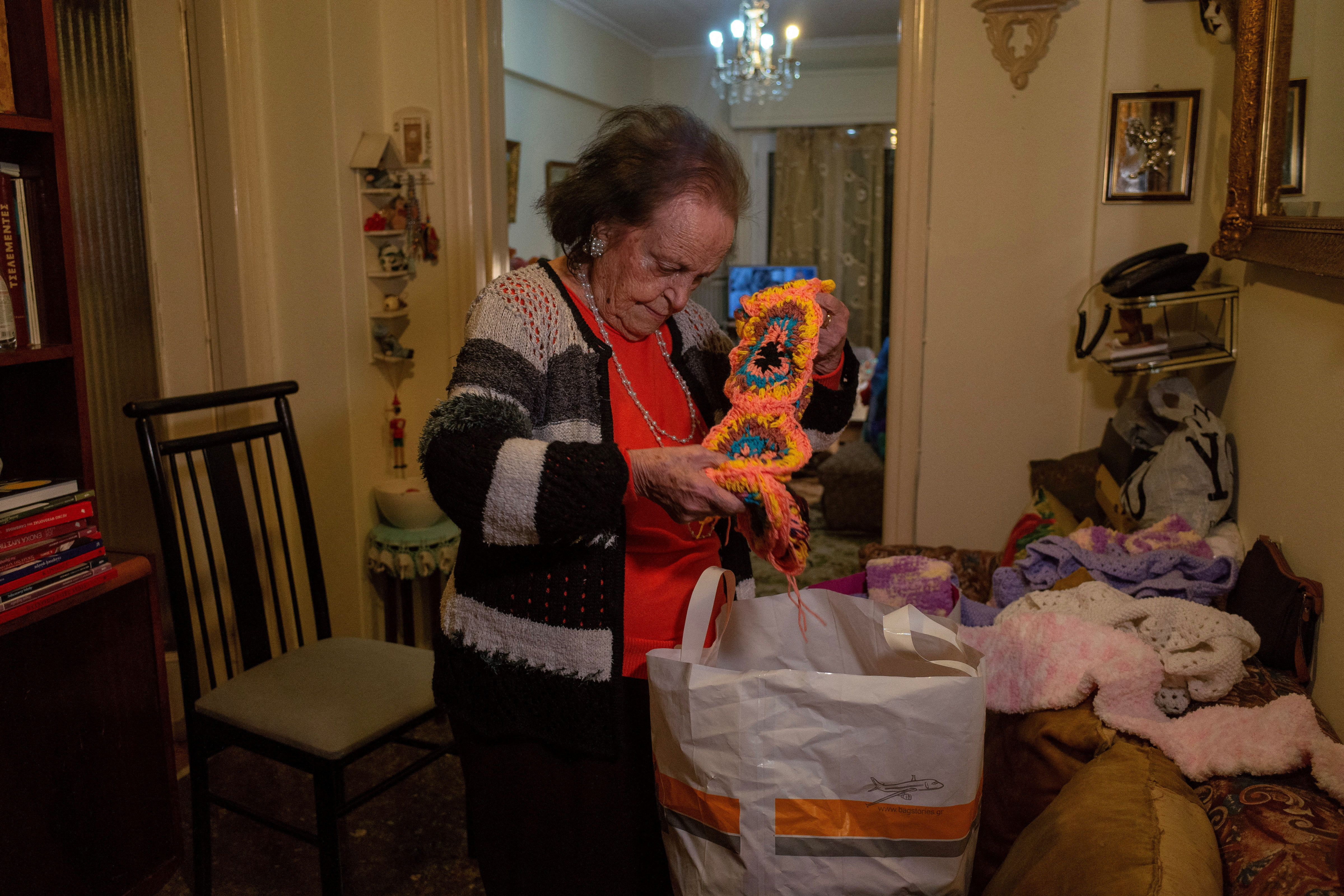 93-year-old Greek grandma's scarves travel to children in need
