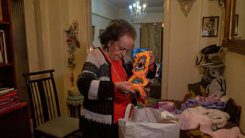 93-year-old Greek grandma's scarves travel to children in need
