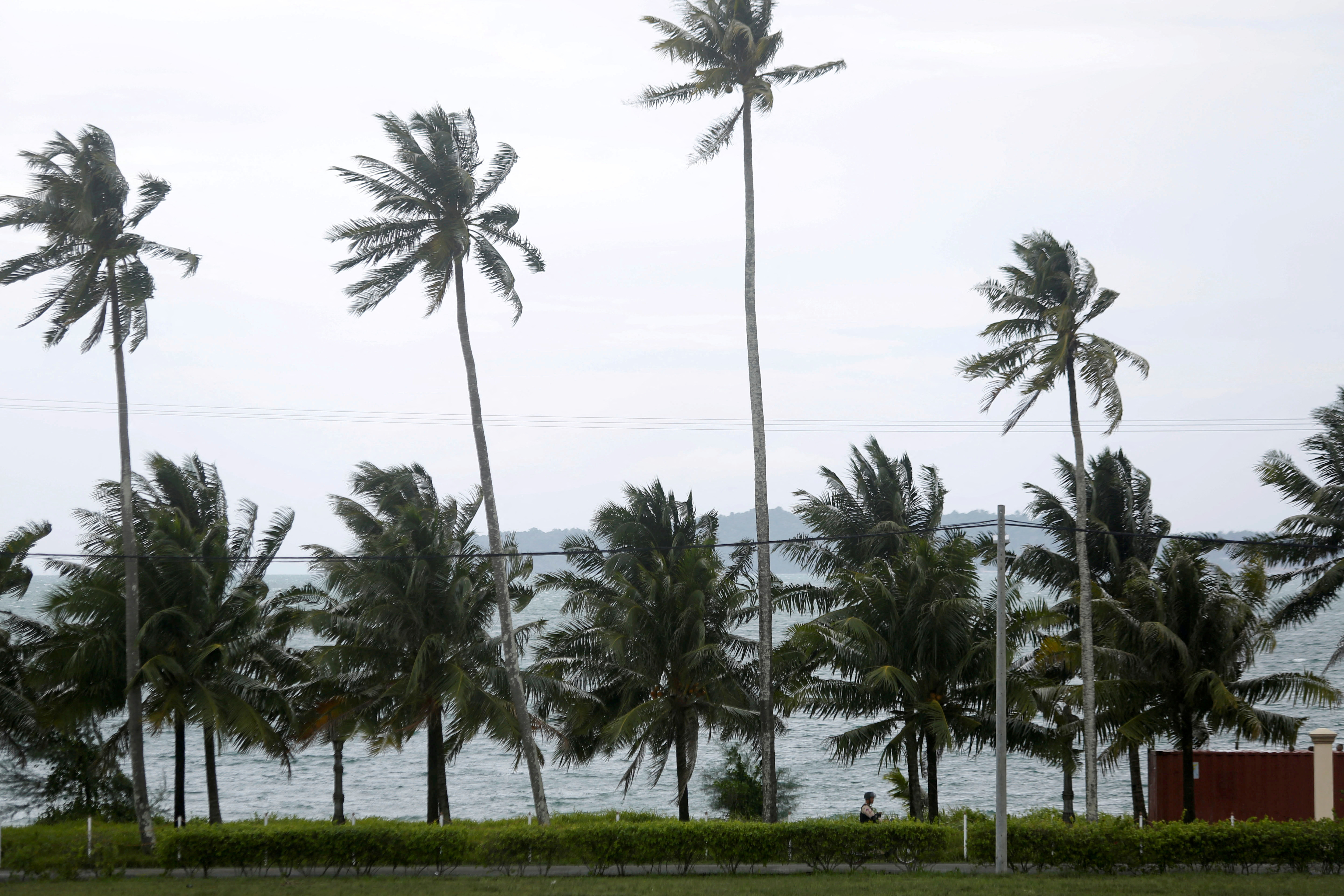 FILE PHOTO: A sailor stands guard at the Cambodian Ream Naval Base in Sihanoukville