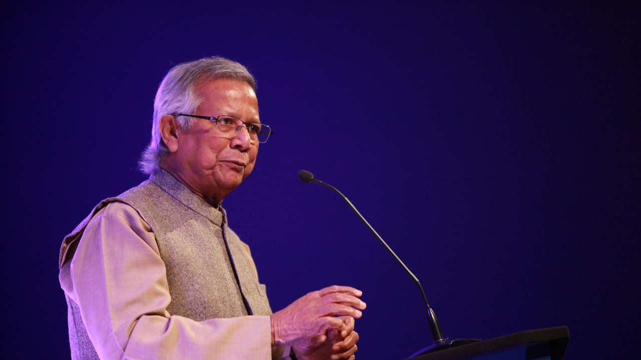 Nobel Peace laureate Muhammad Yunus speaks at the Trust Women Conference, London