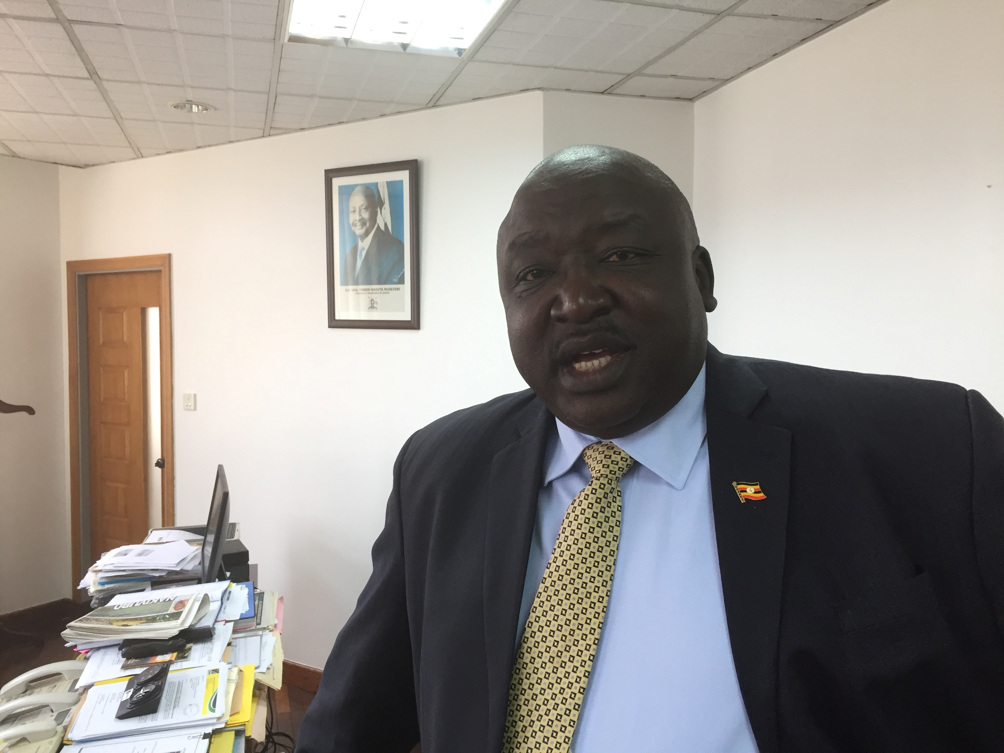 Ugandan Minister of State for Foreign Affairs Okello Oryem poses in his office in Kampala
