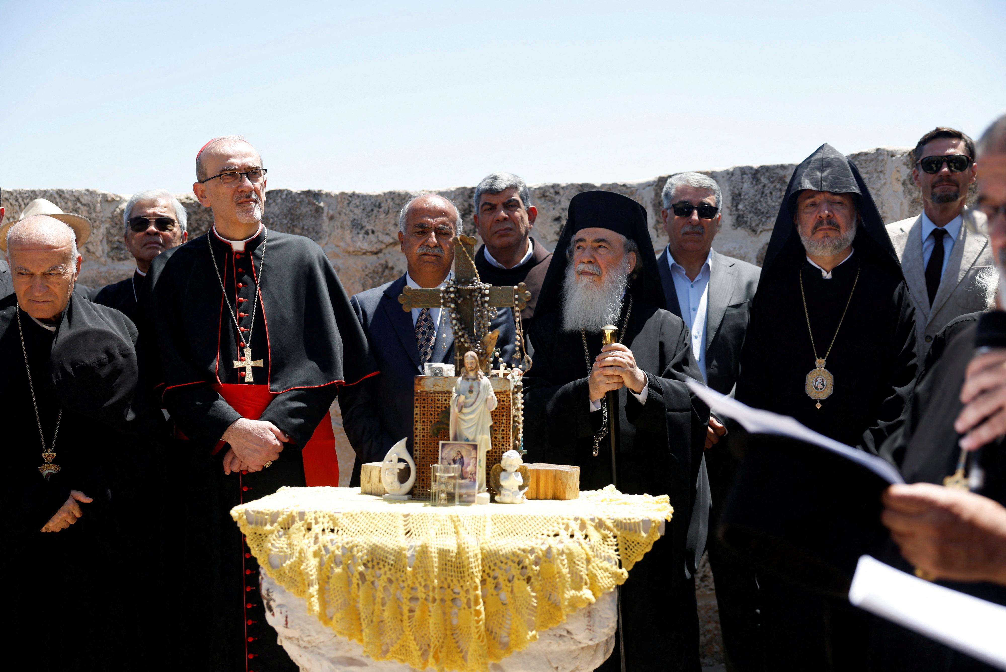 FILE PHOTO: Church leaders and diplomatic envoy visit the town of Taybeh