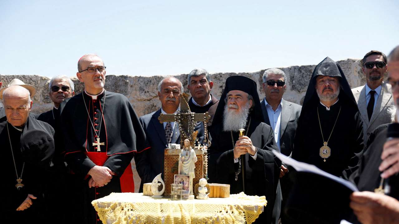 FILE PHOTO: Church leaders and diplomatic envoy visit the town of Taybeh
