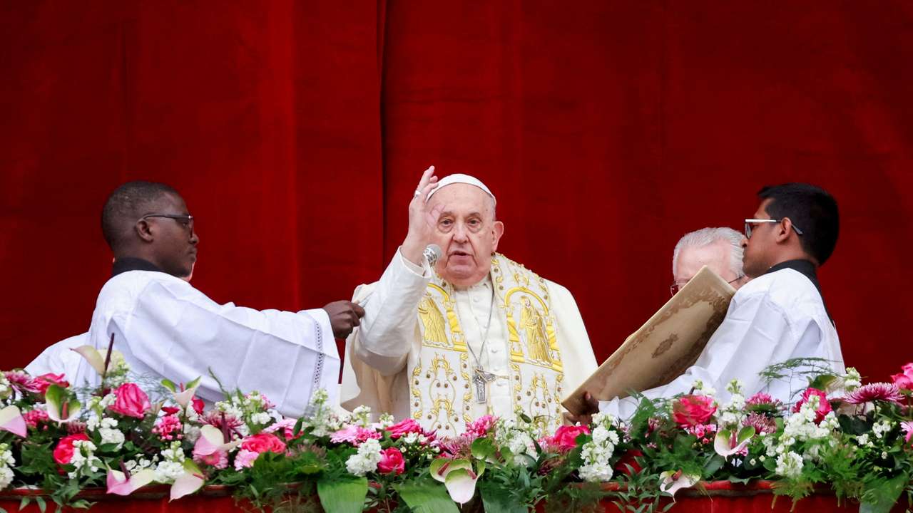 FILE PHOTO: Pope Francis delivers his "Urbi et Orbi" (To the city and the world) message, in St. Peter's Square at the Vatican
