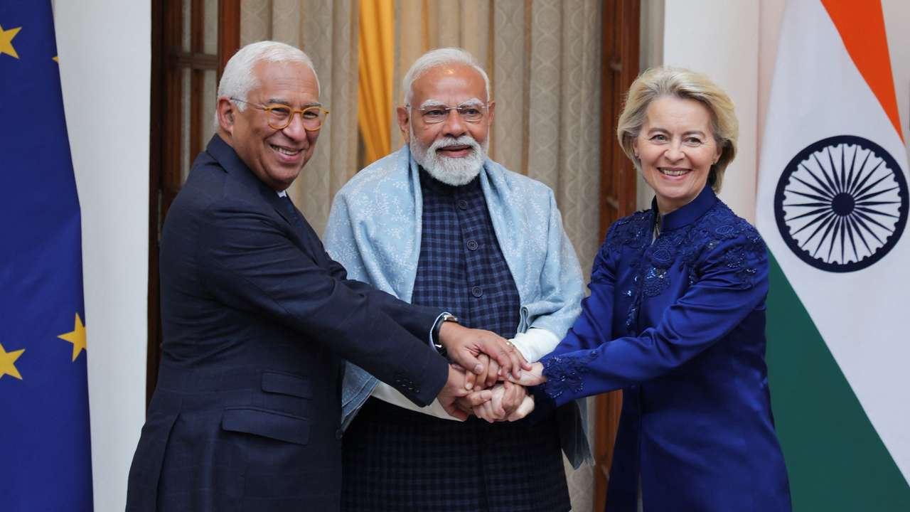 European Commission President von der Leyen and European Council President Costa visit India