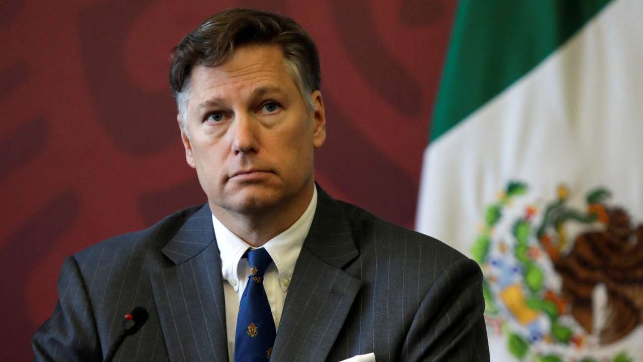 Christopher Landau, U.S. Ambassador to Mexico, looks on during the signing of a letter of interest to support critical energy Infrastructure in Southern Mexico, in Mexico City