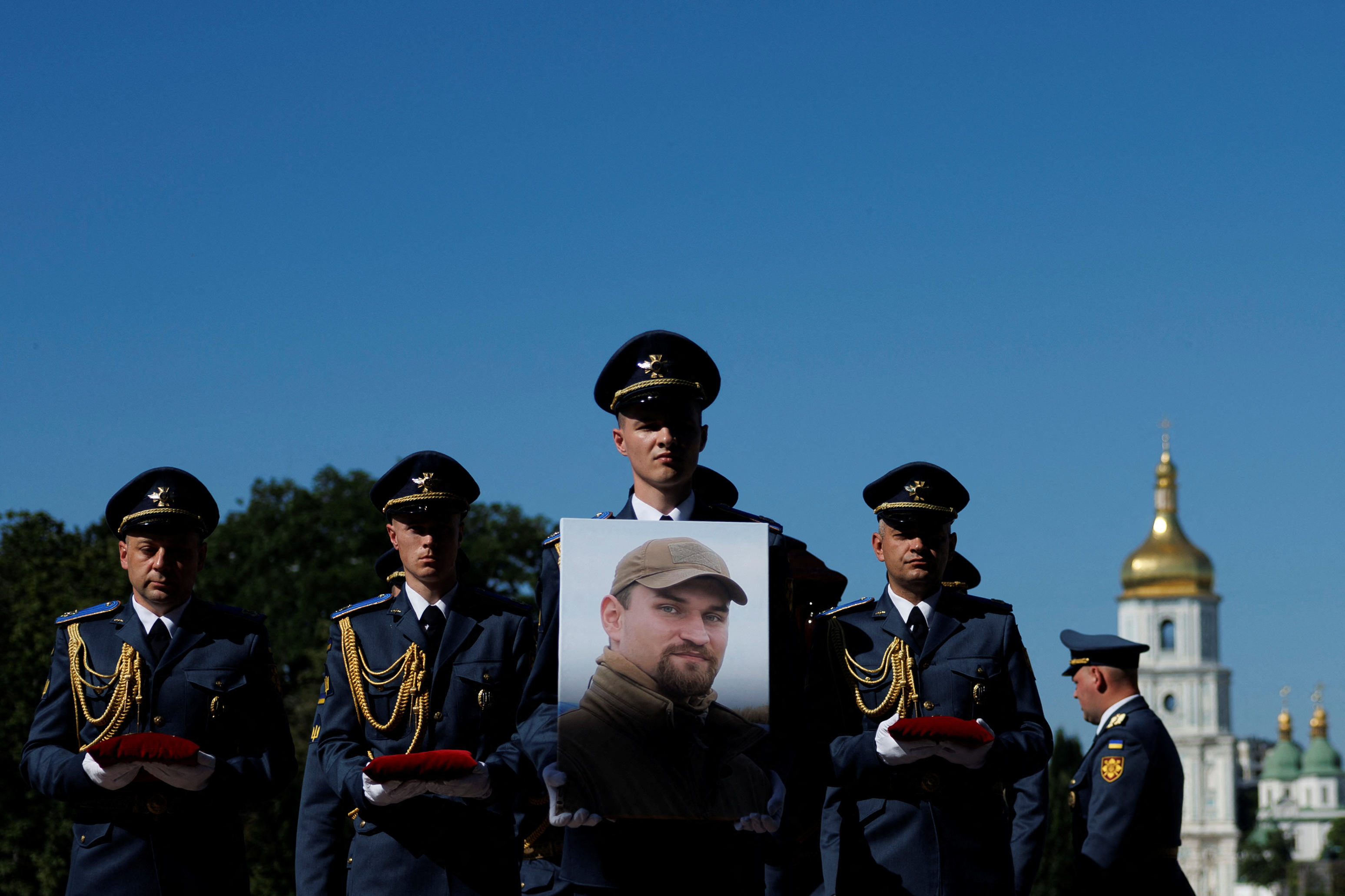 Funeral of Ukrainian military pilot Maksym Ustymenko in Kyiv