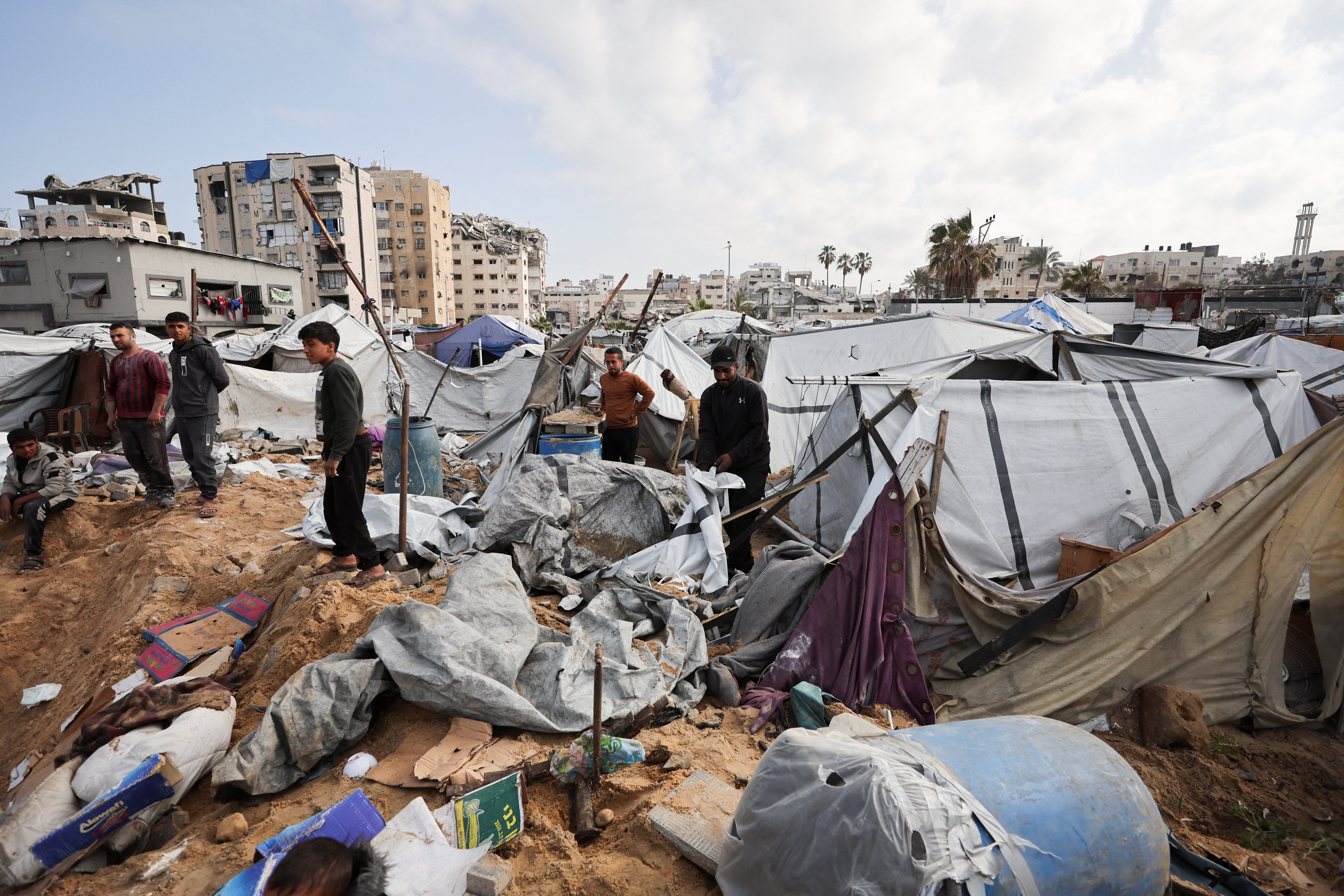 Aftermath of an Israeli strike on a tent camp in Gaza City