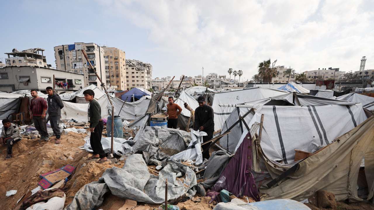 Aftermath of an Israeli strike on a tent camp in Gaza City