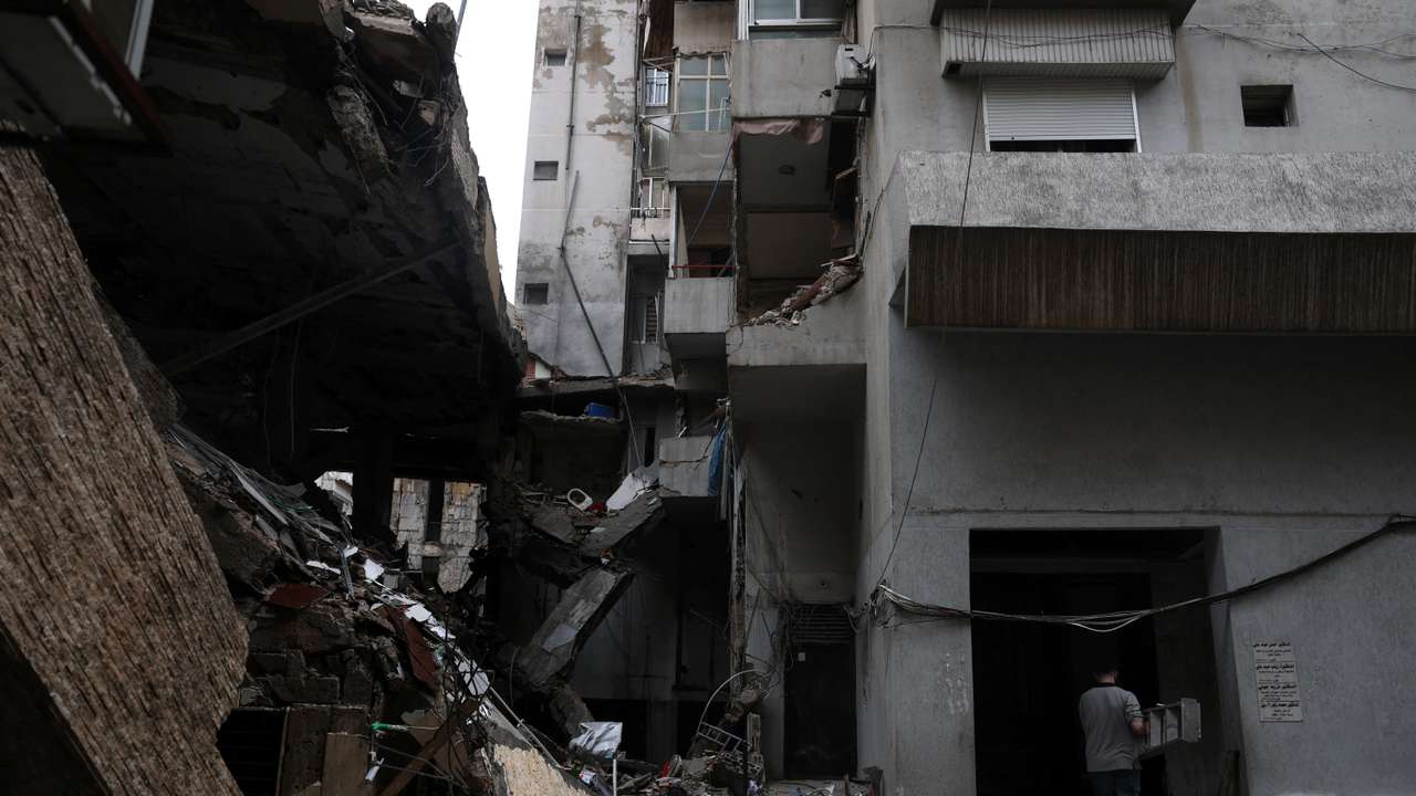 Aftermath of an Israeli strike on a building in central Beirut