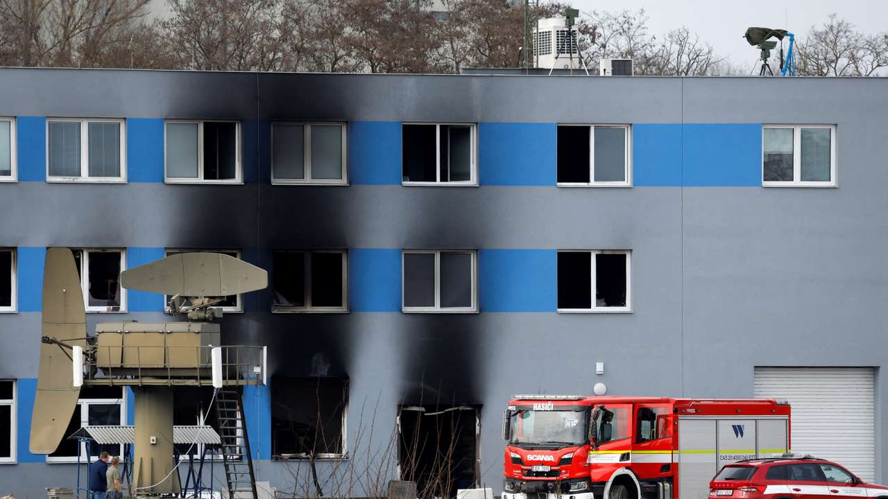 Aftermath of a fire at an industrial area in Pradubice