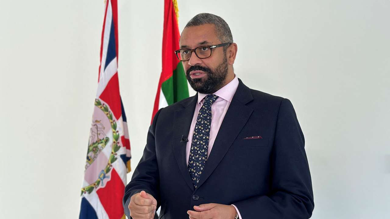 British Foreign Secretary Cleverly speaks during interview in Abu Dhabi