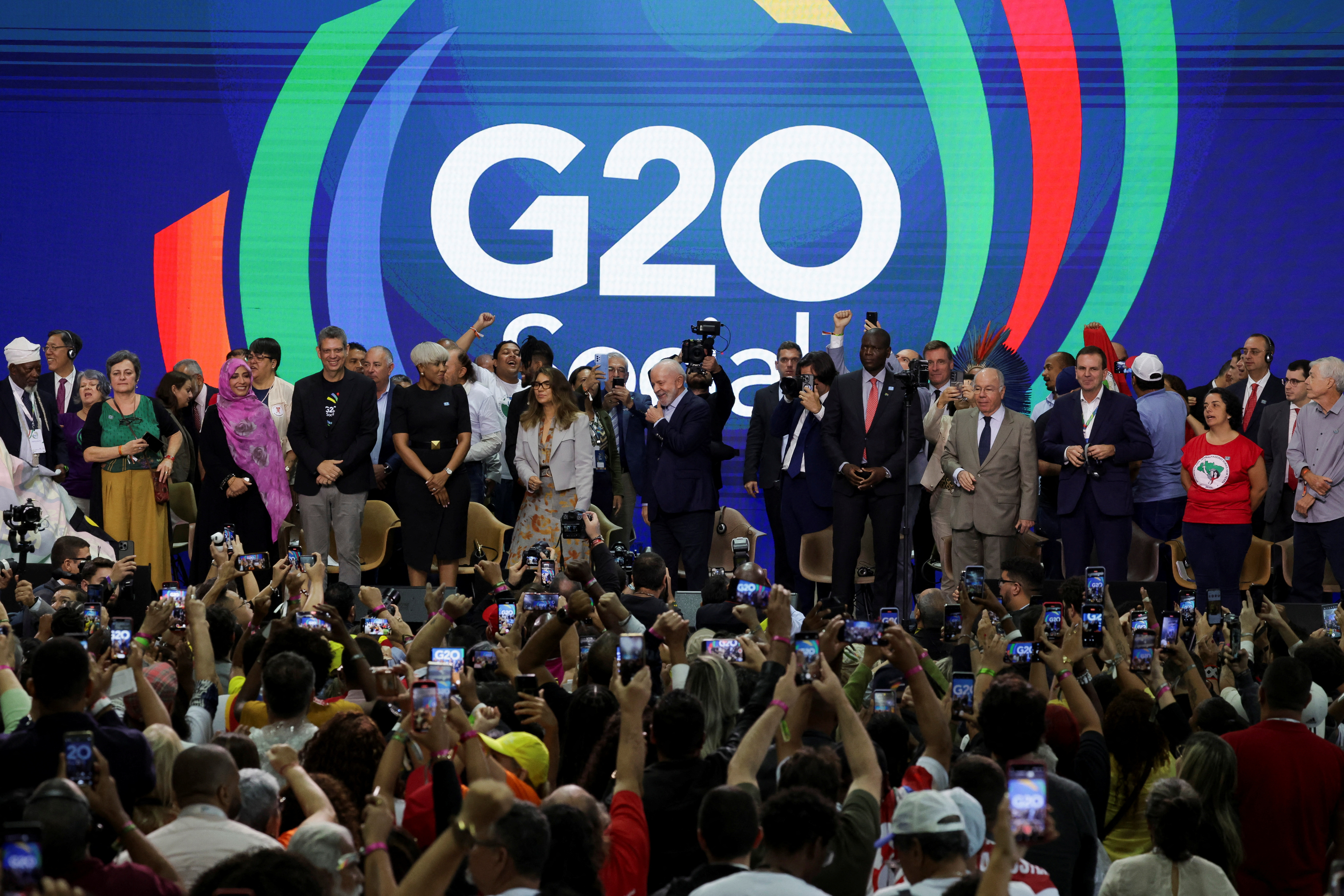 Brazil's President Lula attends the closing ceremony of the G20 Social summit, in Rio de Janeiro