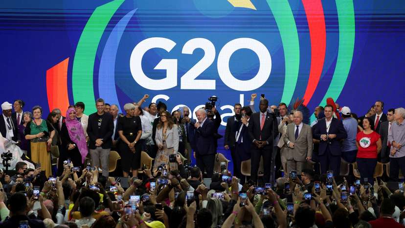 Brazil's President Lula attends the closing ceremony of the G20 Social summit, in Rio de Janeiro
