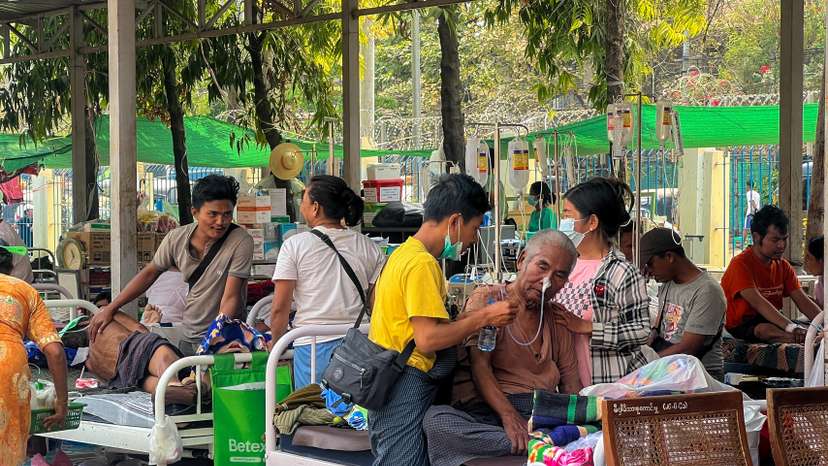 Aftermath of a strong earthquake, in Mandalay