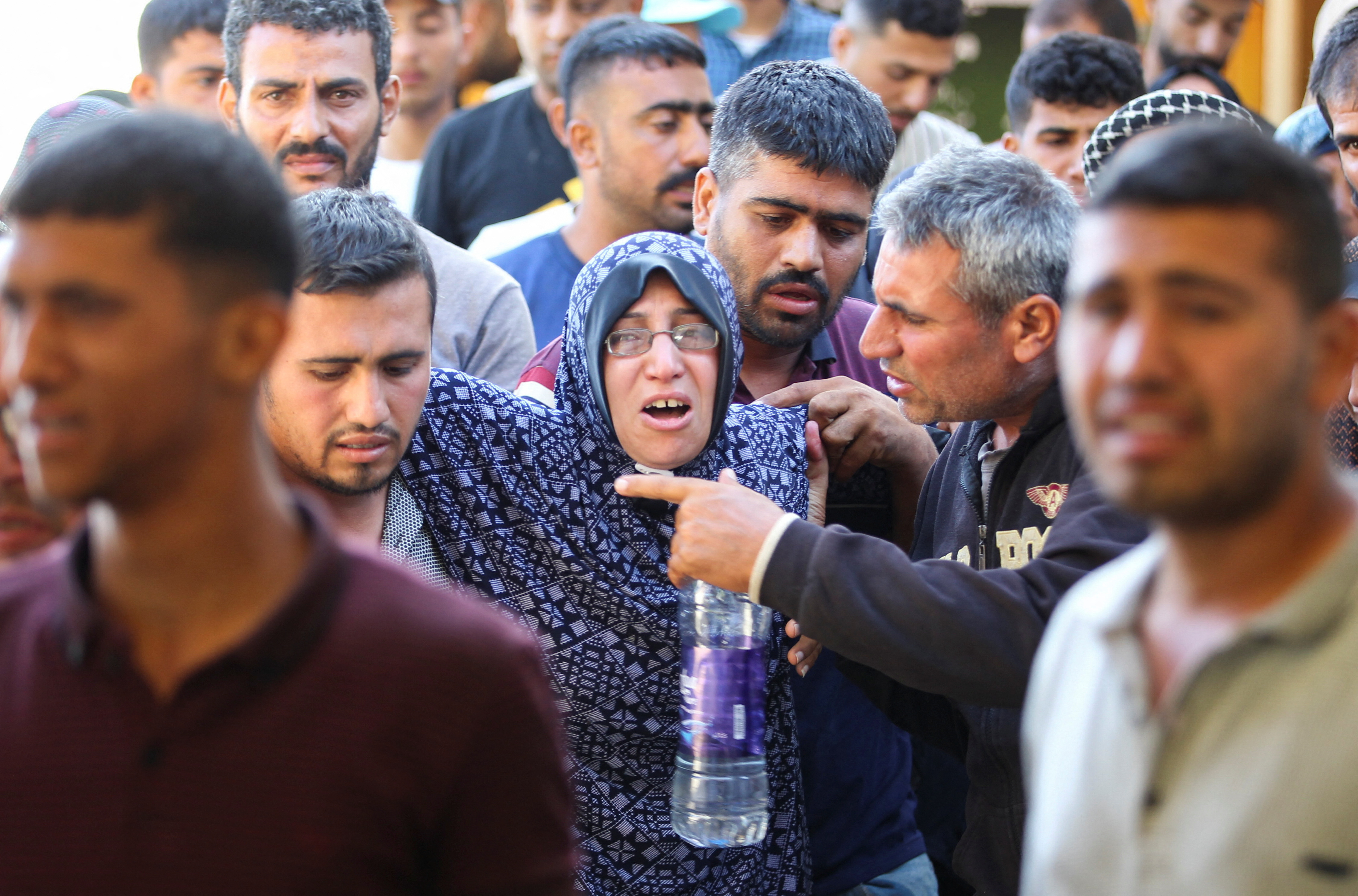 Funeral of Palestinians killed in Israeli strikes due to a military operation in Rafah, in Khan Younis