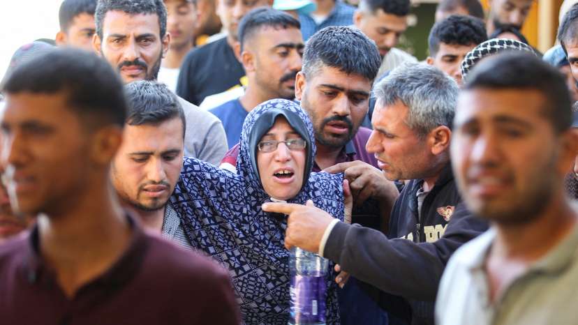 Funeral of Palestinians killed in Israeli strikes due to a military operation in Rafah, in Khan Younis