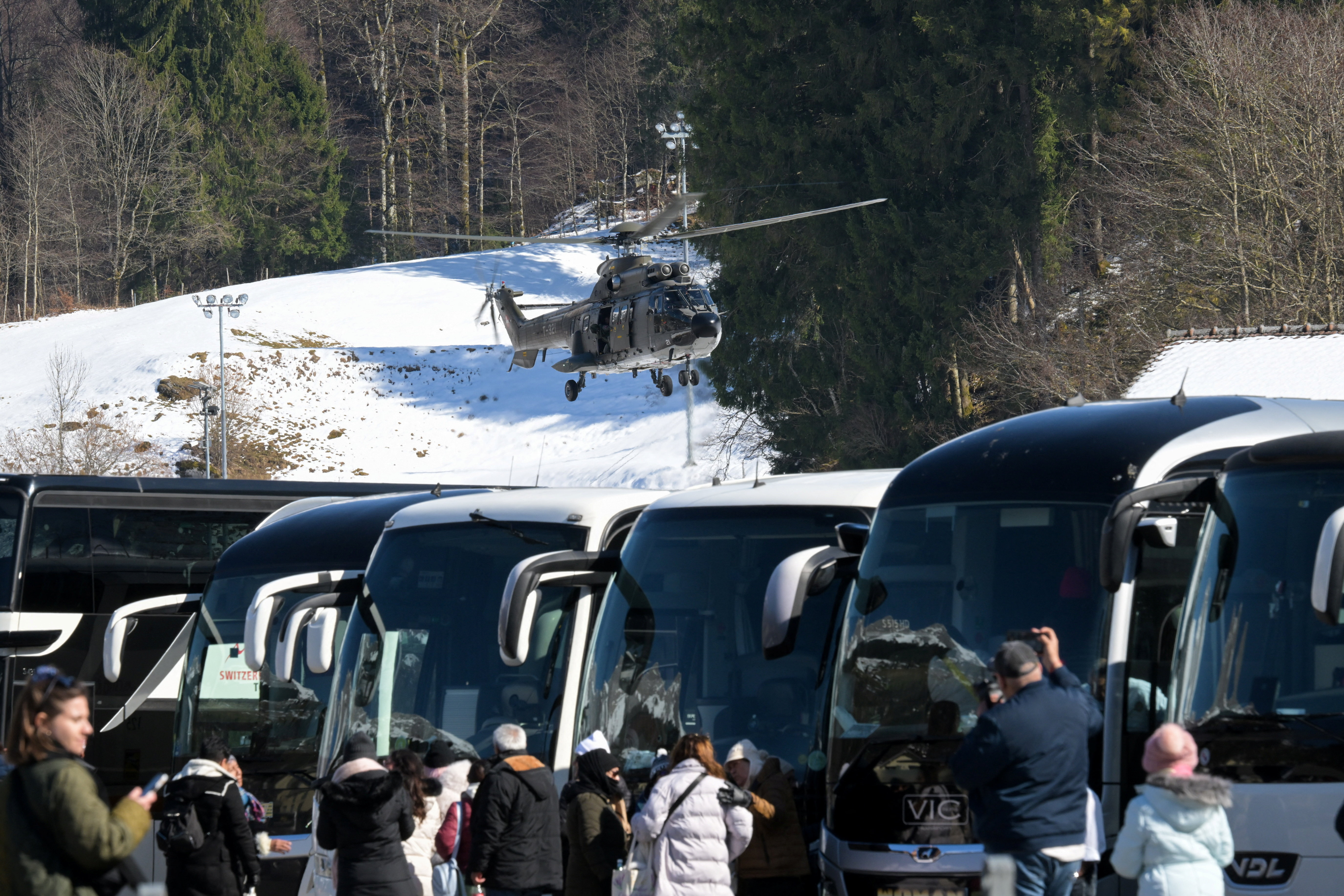 The scene after a gondola crashed in Engelberg