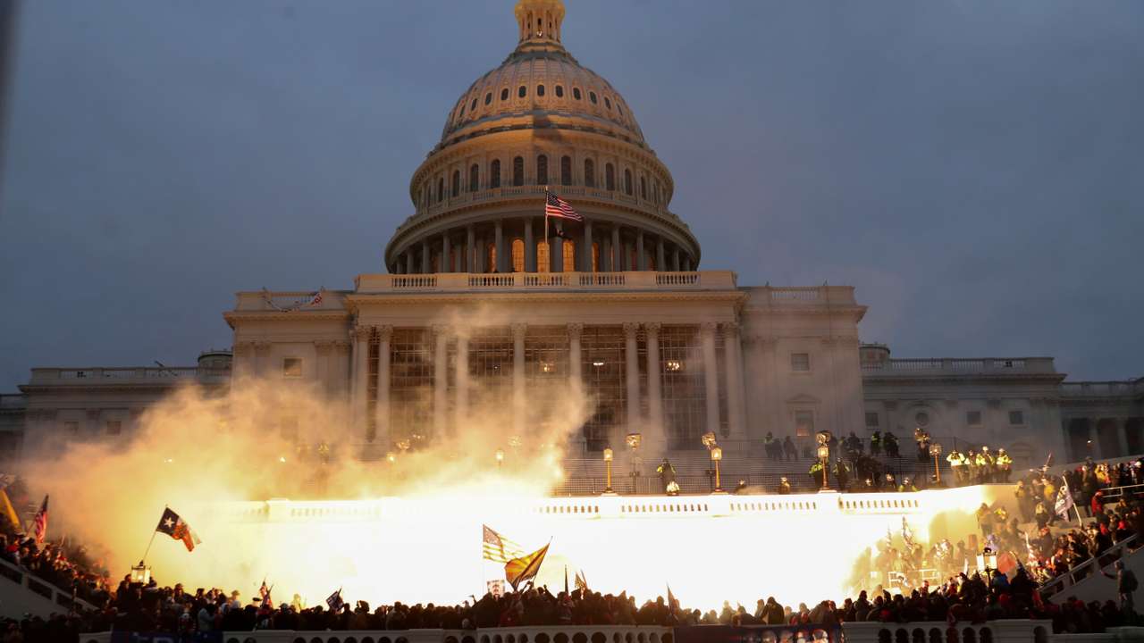 FILE PHOTO: Supporters of U.S. President Donald Trump gather in Washington