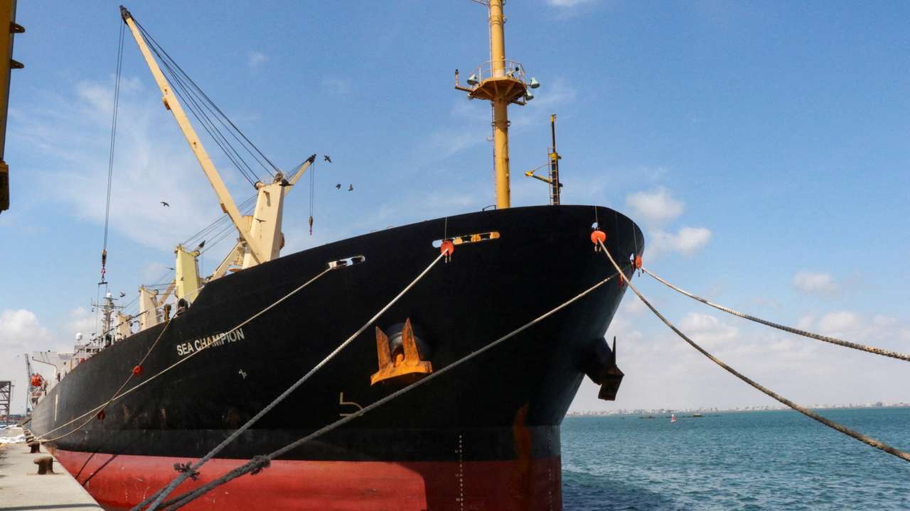 FILE PHOTO: Greek ship attacked in Red Sea by Houthis arrives in Aden