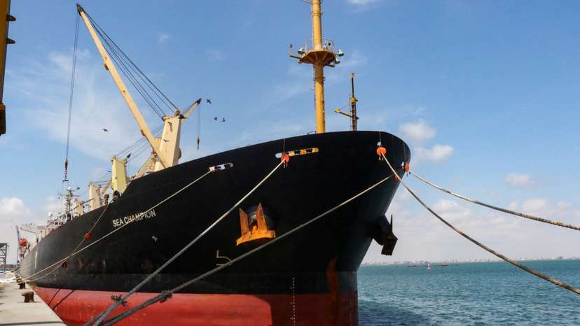 FILE PHOTO: Greek ship attacked in Red Sea by Houthis arrives in Aden