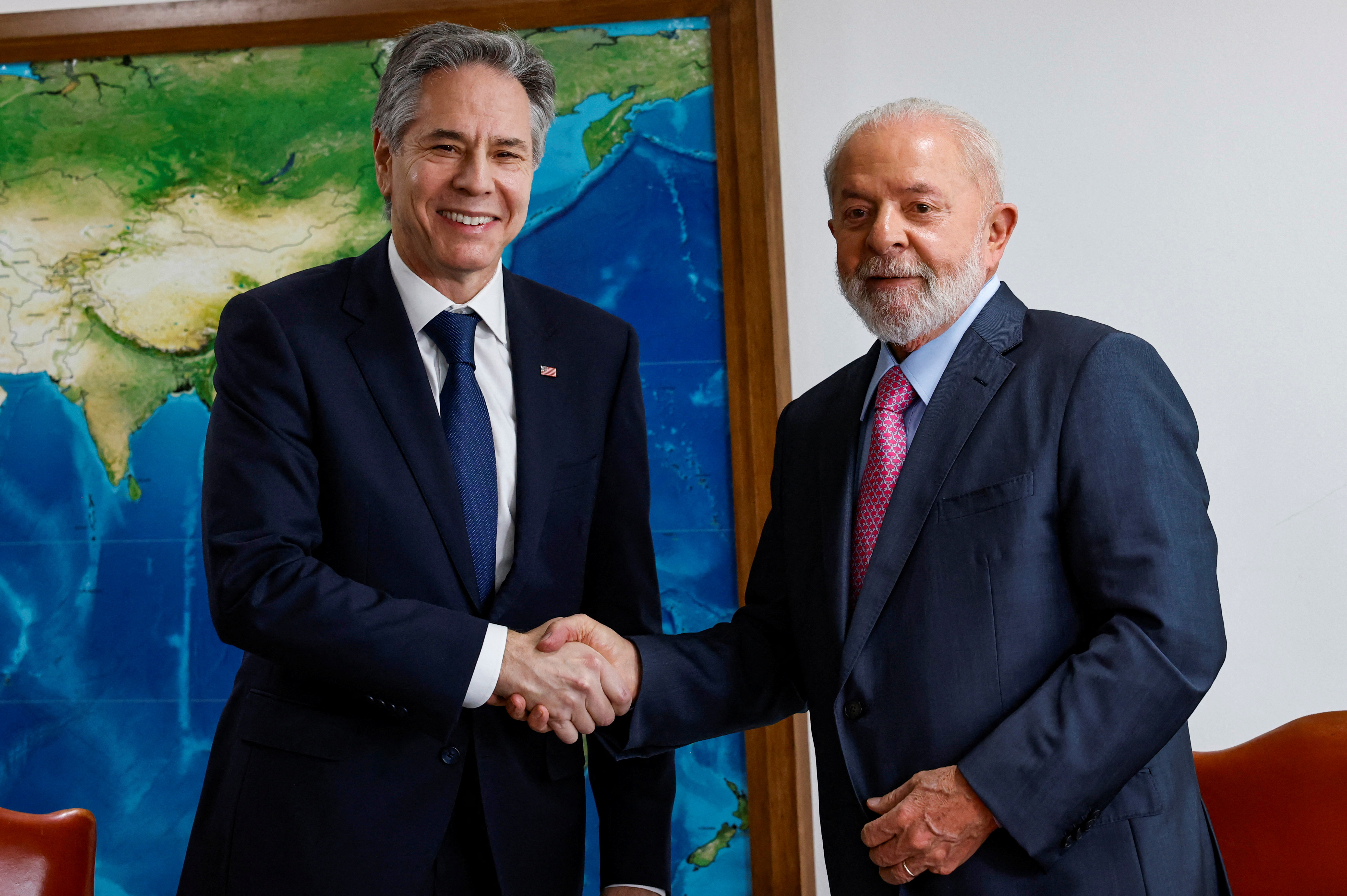 U.S. Secretary of State Blinken meets with Brazil's President Lula, in Brasilia