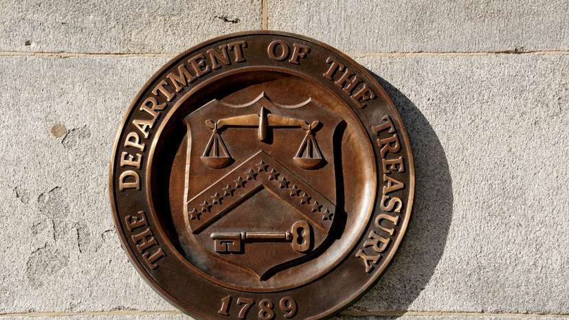 FILE PHOTO: The U.S Treasury building in Washington.