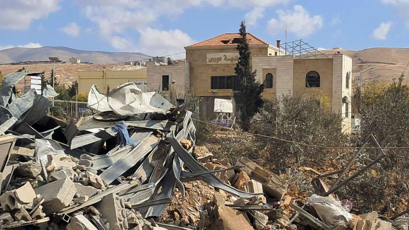 Aftermath of Israeli strikes in Douris