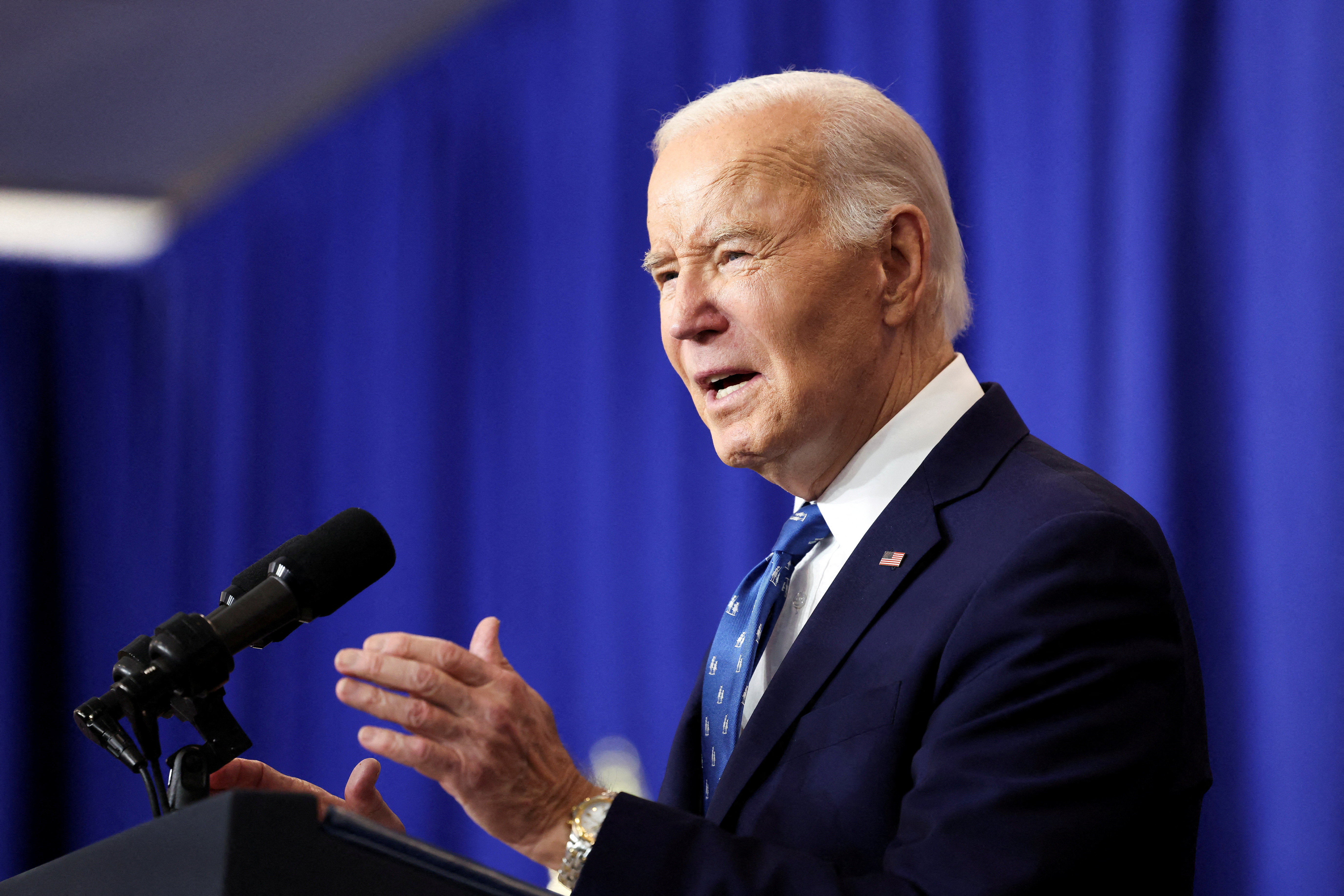 FILE PHOTO: U.S. President Joe Biden visits the Department of Labor, in Washington