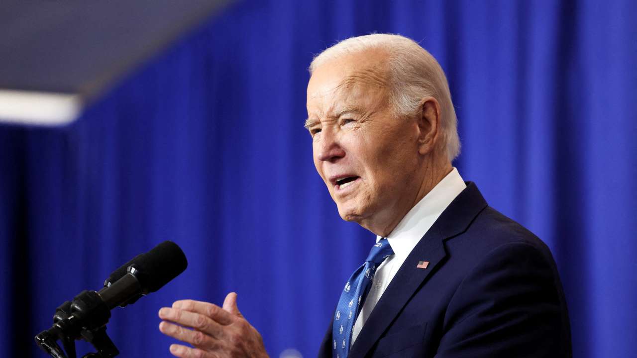 FILE PHOTO: U.S. President Joe Biden visits the Department of Labor, in Washington