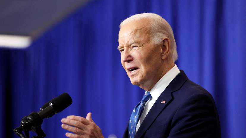 FILE PHOTO: U.S. President Joe Biden visits the Department of Labor, in Washington