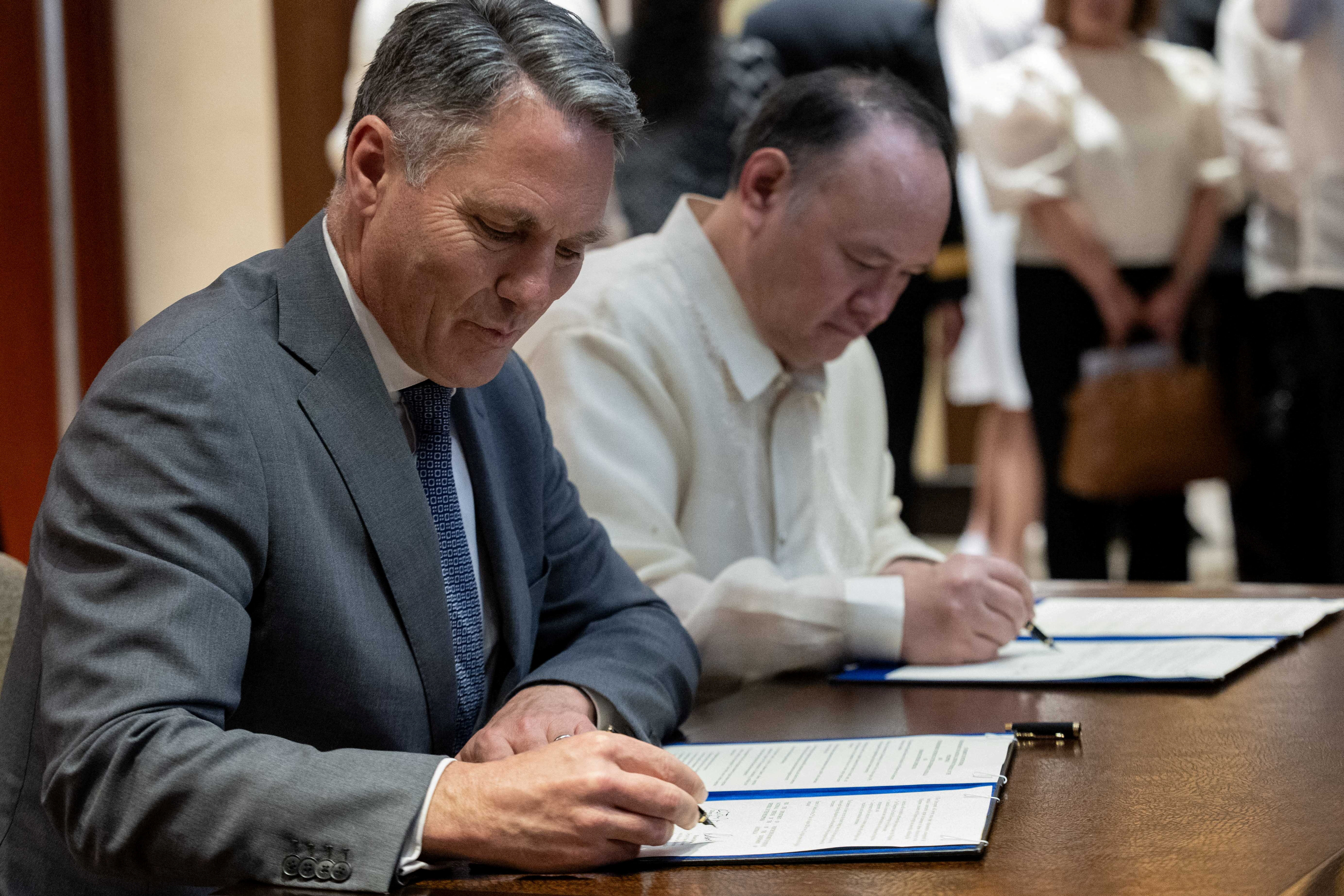 Philippines, Australia defence ministers hold joint briefing, in Makati City