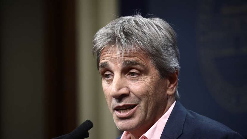 Argentina's Economy Minister Luis Caputo holds a press conference in Buenos Aires
