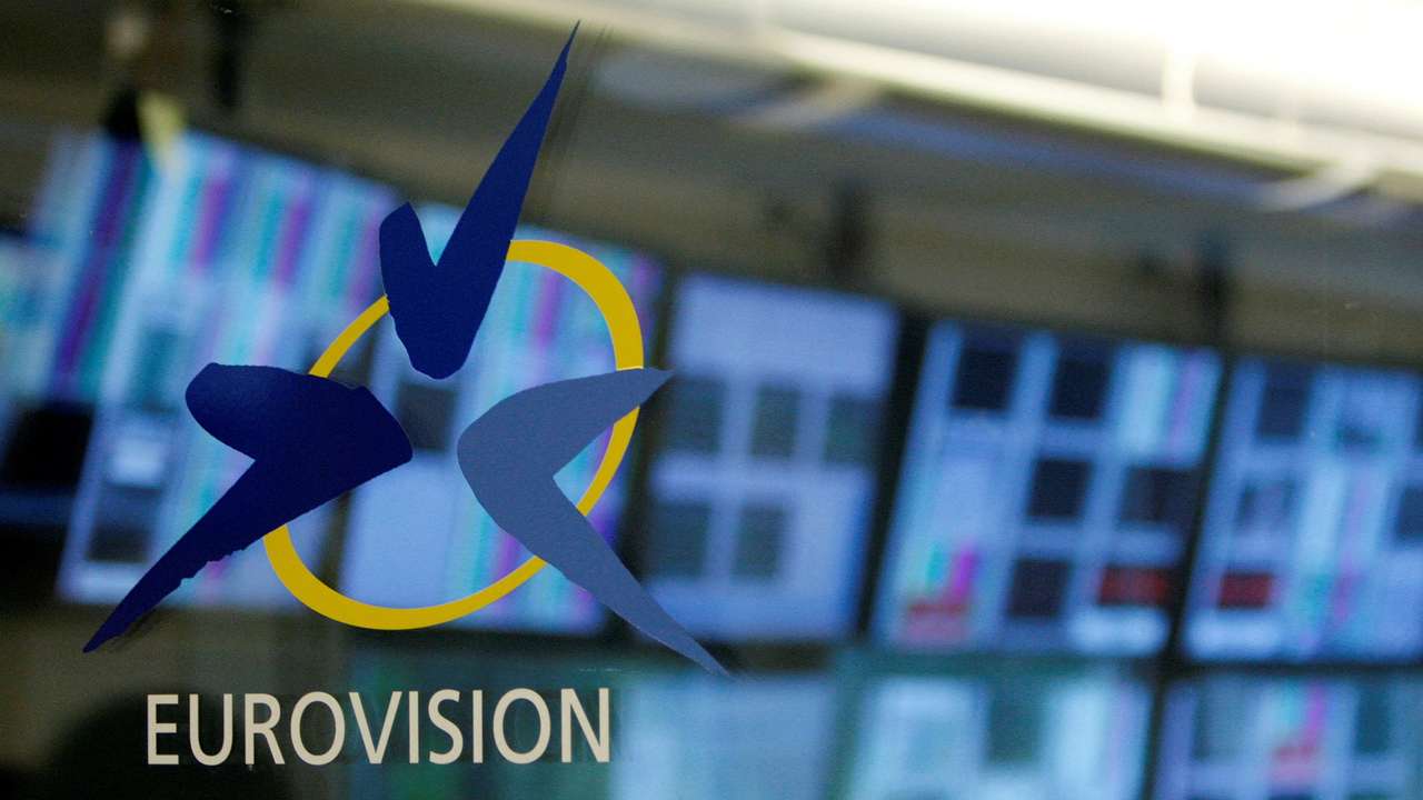 FILE PHOTO: The Eurovision logo is pictured at the entrance of the master room of the European Broadcast Union in Geneva