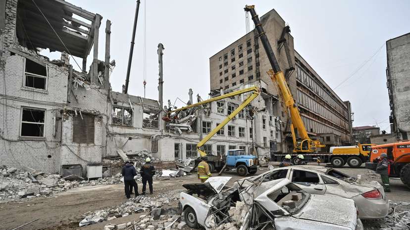 Aftermath of a Russian missile strike in Zaporizhzhia