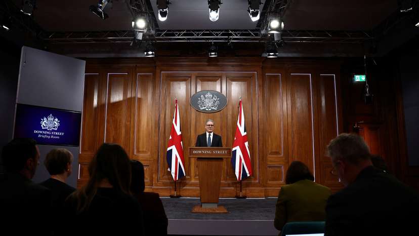 Britain's Prime Minister Keir Starmer's press conference at the Downing Street Briefing Room in central London