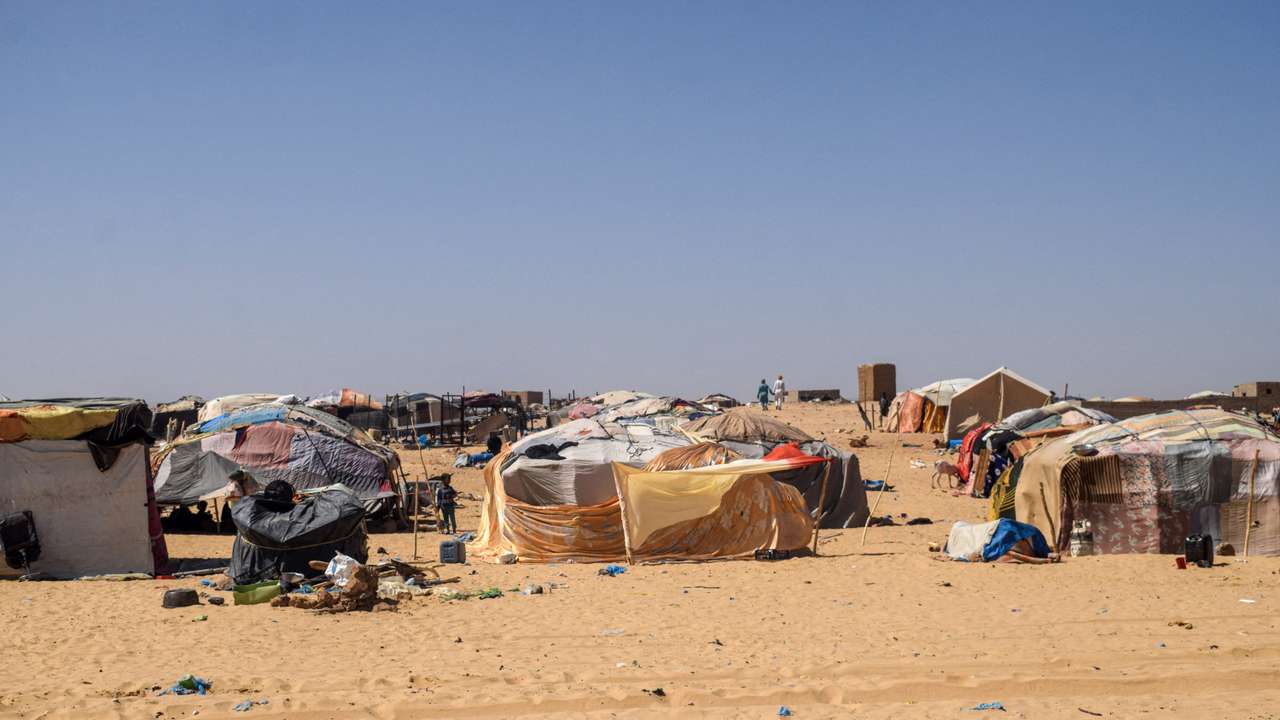 FILE PHOTO: A view shows makeshift shelters at the Internally Displaced People's (IDP) camp in Tinzaouaten