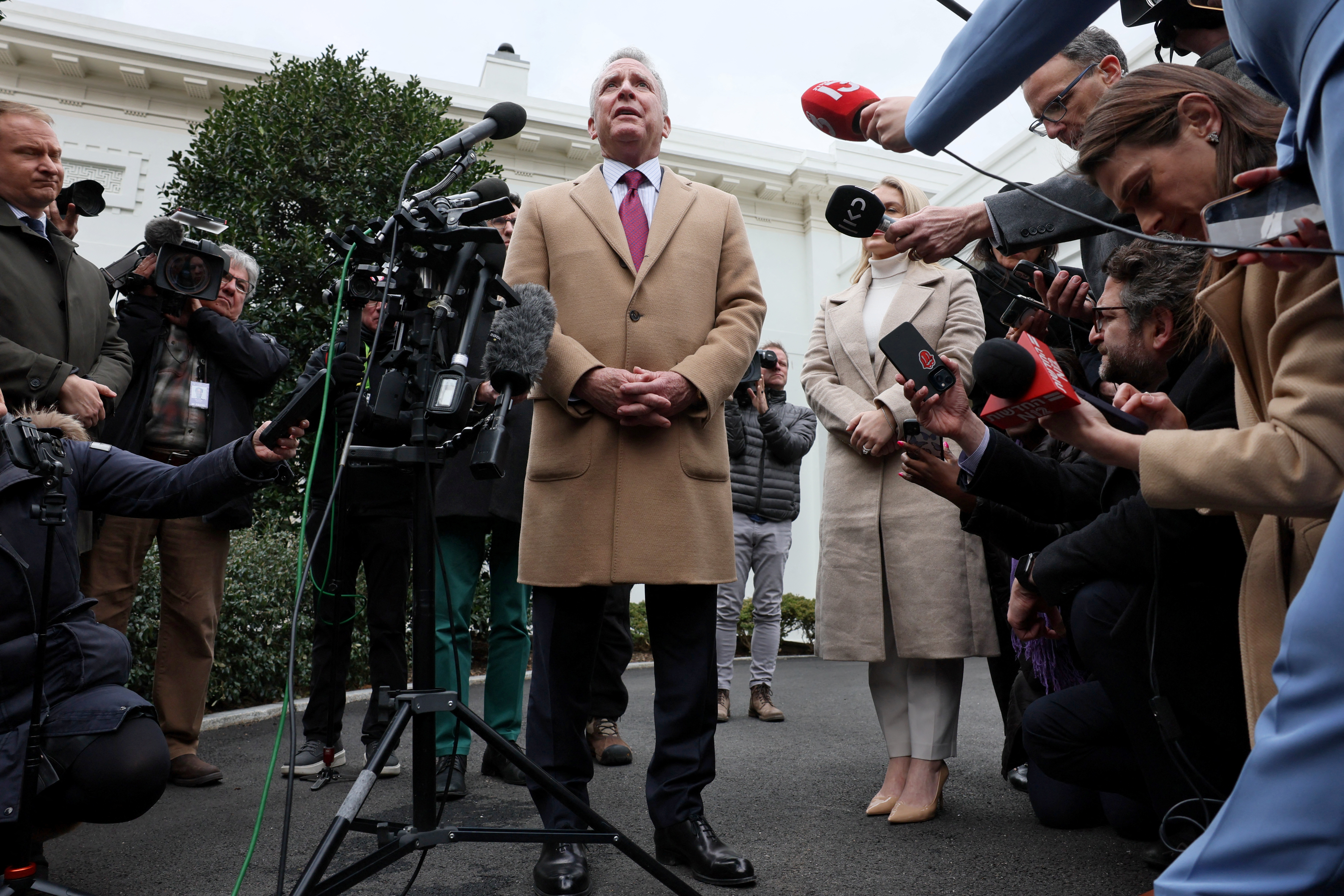 U.S. Middle East envoy Witkoff speaks to members of the news media at the White House