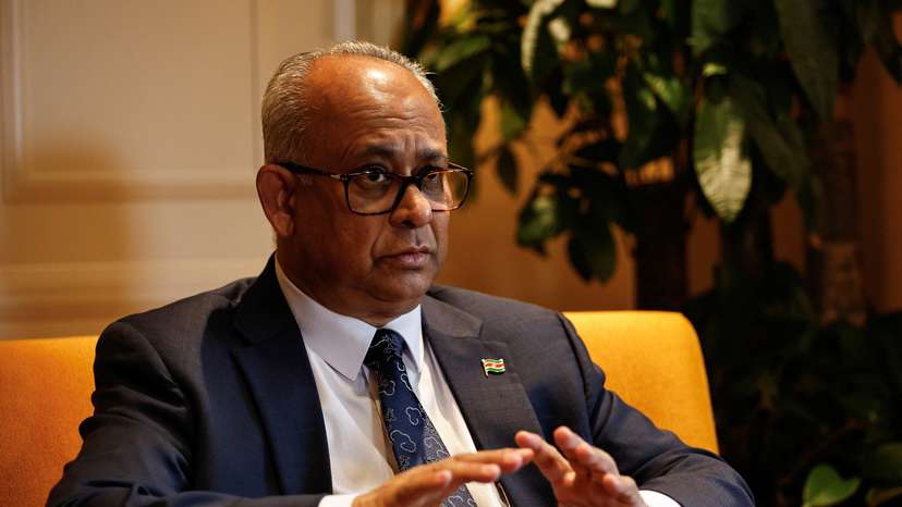 Suriname's Foreign Minister Albert Ramdin speaks during an interview with Reuters, in Beijing