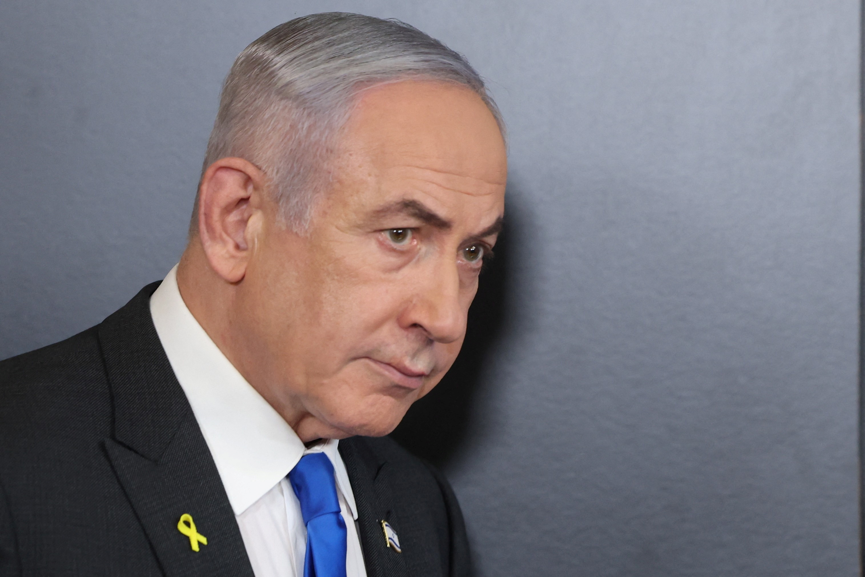 Israeli Prime Minister Benjamin Netanyahu attends press conference for international media in Jerusalem
