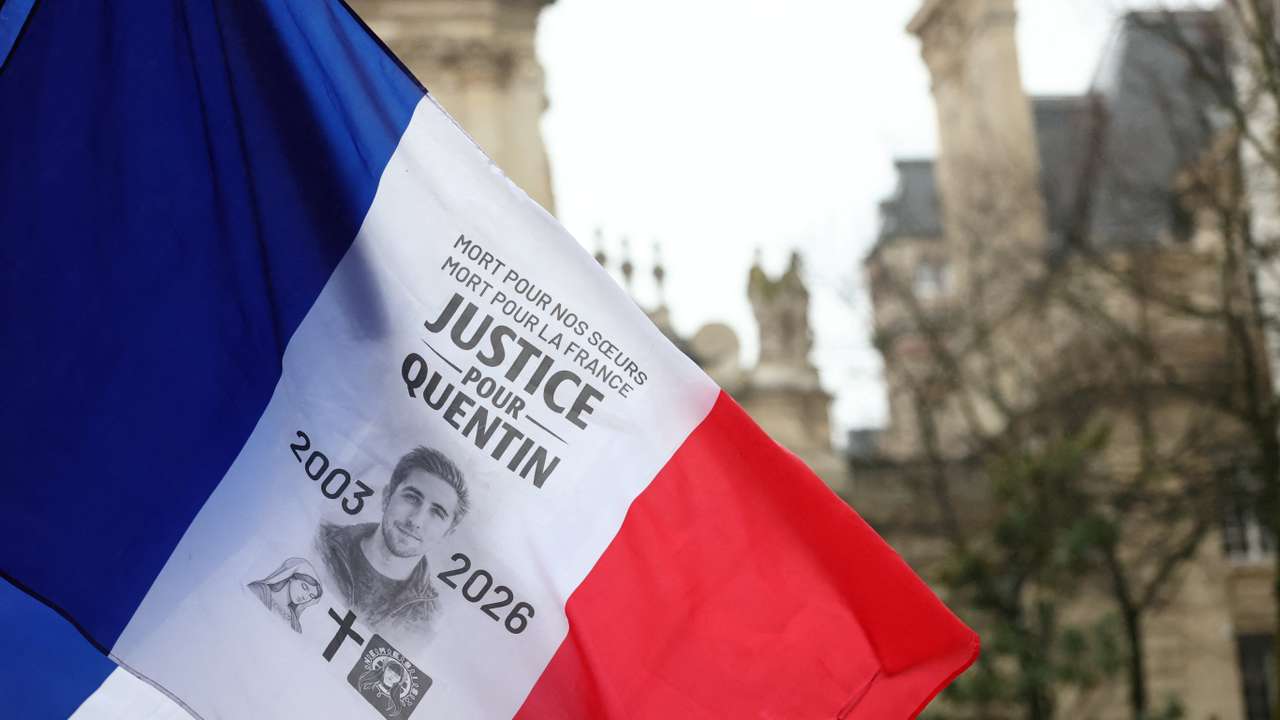 People gather to pay tribute to Quentin, an activist who died from injuries sustained during a beating, during a demonstration in Paris