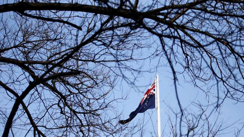 An Australian flag is pictured at its embassy in Beijing