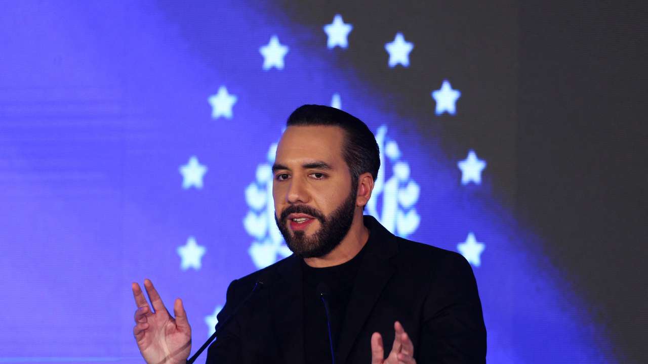 El Salvador's President Nayib Bukele takes part in the inauguration ceremony of the Key Institute in Antiguo Cuscatlan