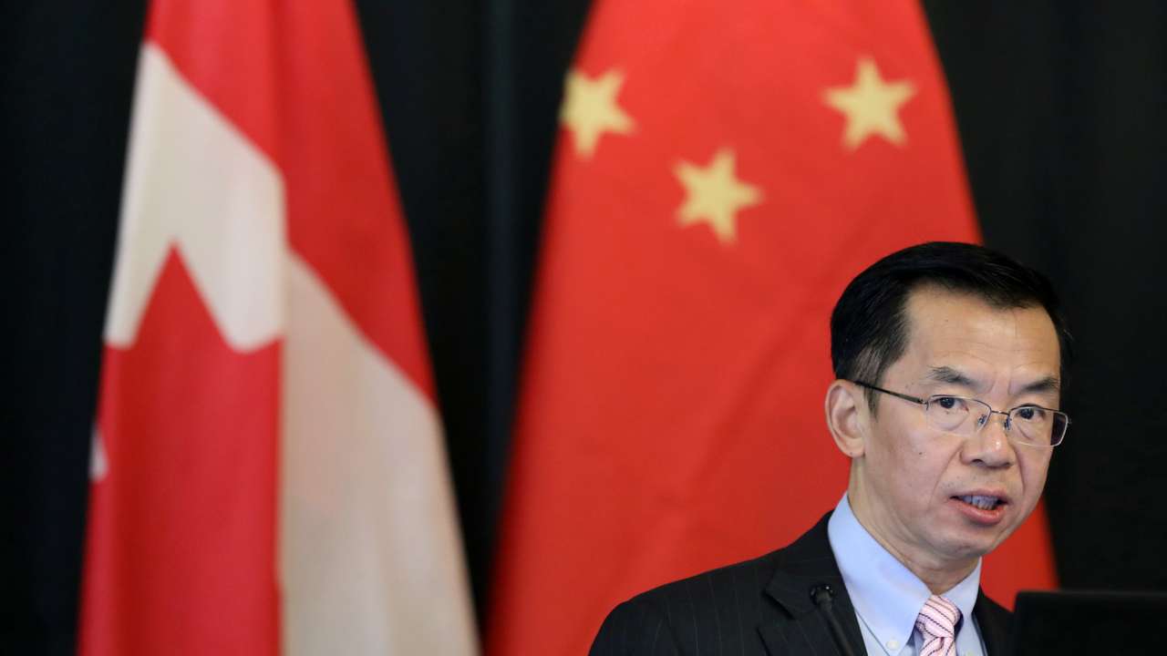 China's Ambassador to Canada Lu Shaye delivers a speech in Ottawa
