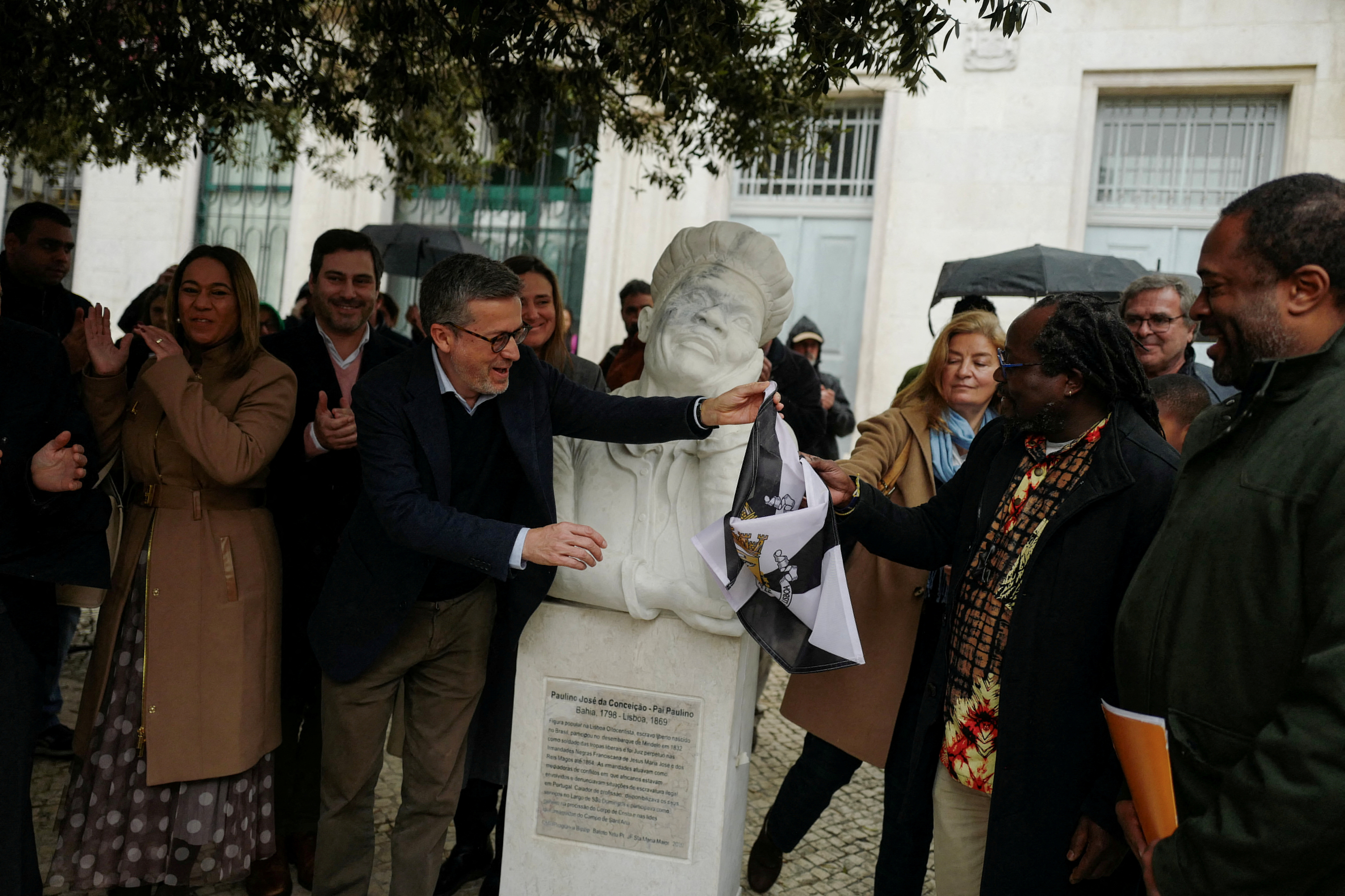 FILE PHOTO: Lisbon mayor, Carlos Moedas attends the unveiling of a statue of Paulino Jose da Conceicao