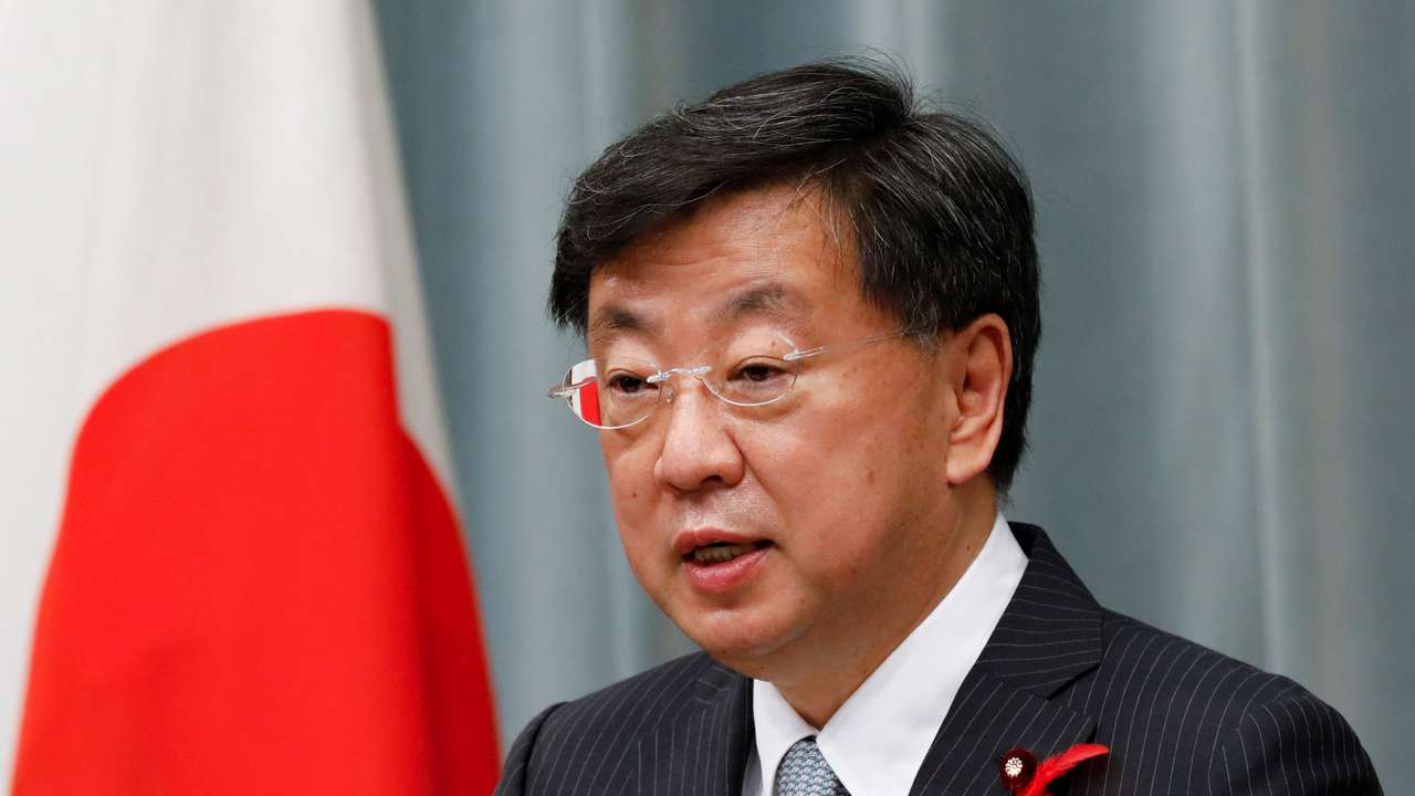 Japan's new Chief of Cabinet Secretary Matsuno Hirokazu announces new cabinet members, in Tokyo