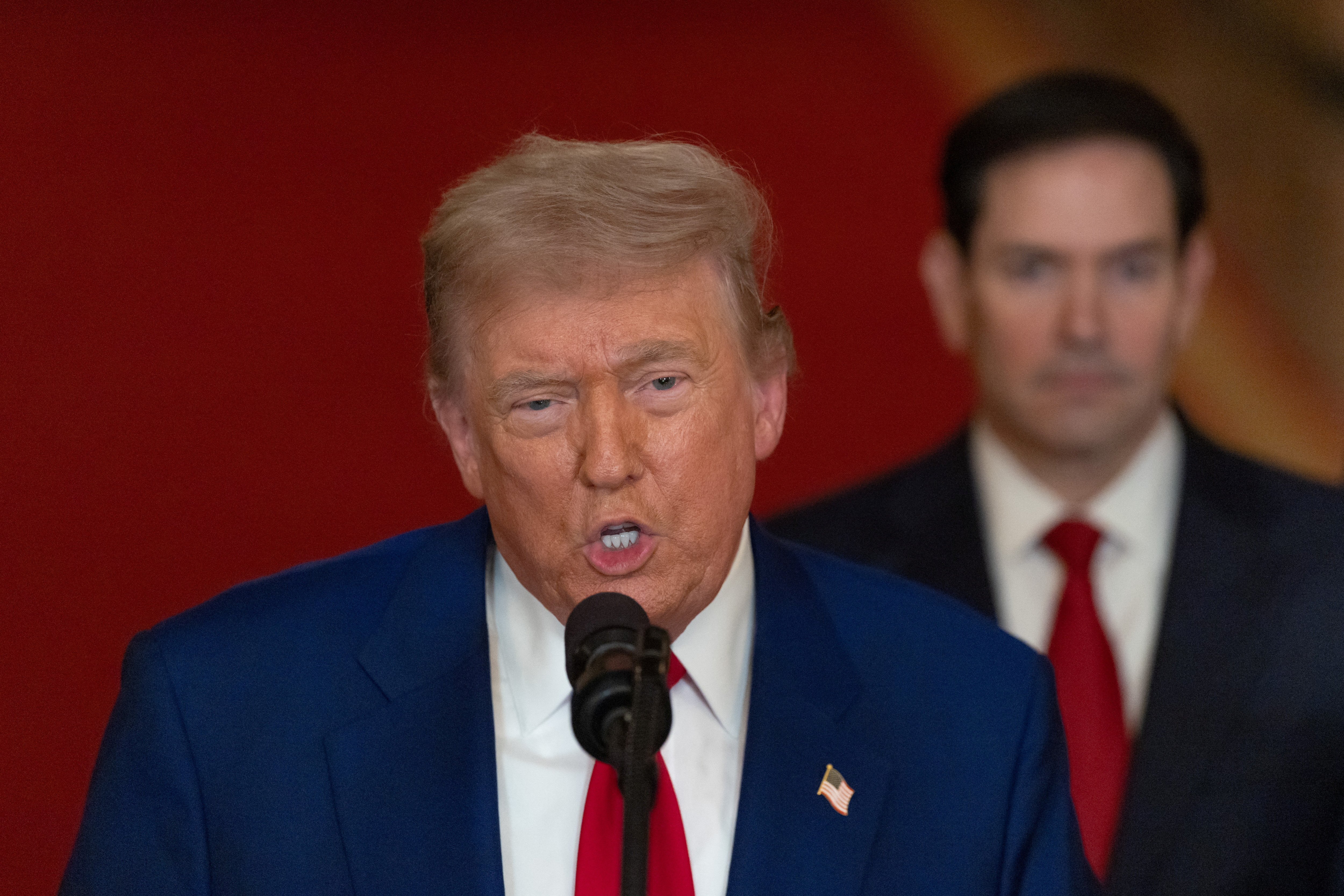 U.S. President Donald Trump delivers an address to the nation at the White House in Washington, following U.S. strikes on Iran's nuclear facilities