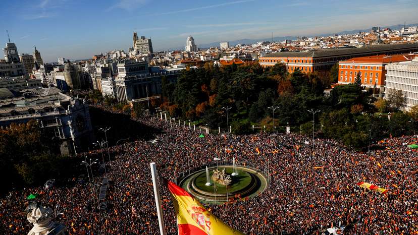FILE PHOTO: People protest against the proposed Catalan amnesty deal in Madrid