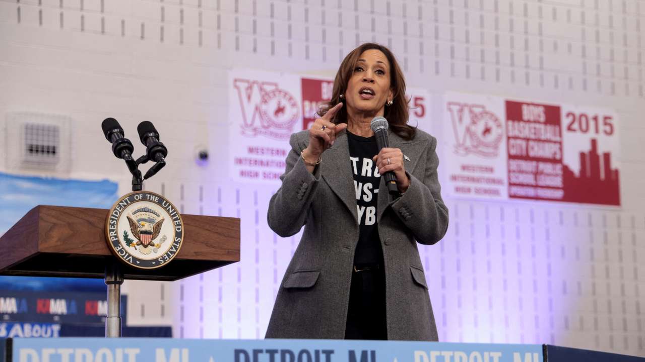Democratic presidential nominee U.S. Vice President Kamala Harris campaigns in Detroit